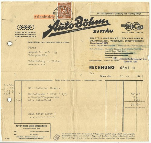 Alte rechnung auto - rechnung, böhm